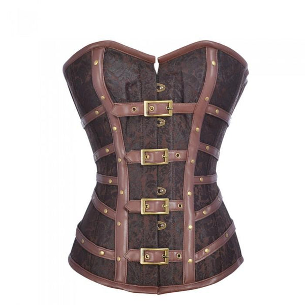 Benji Brown Steampunk Corset with Buckle Detail