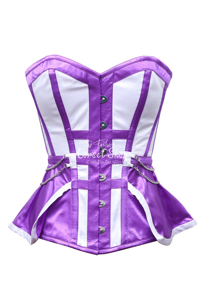 Jiko Purple White Satin Overbust Corset