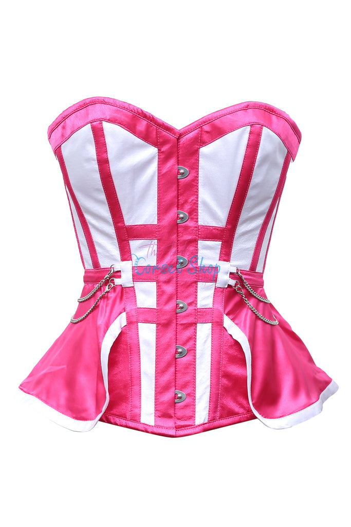 Xani Baby Pink White Satin Overbust Corset
