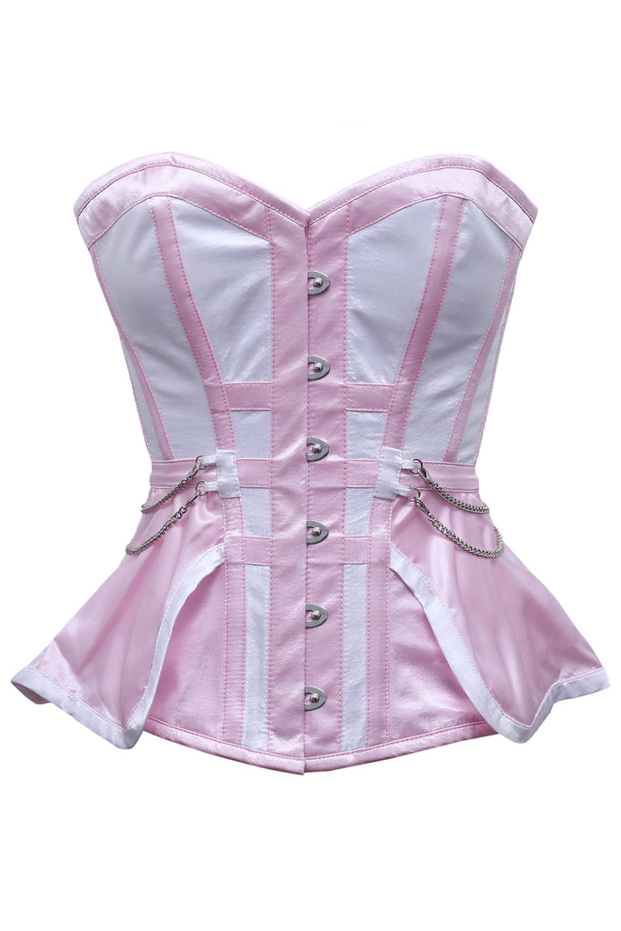 Kiki Baby Pink White Satin Overbust Corset