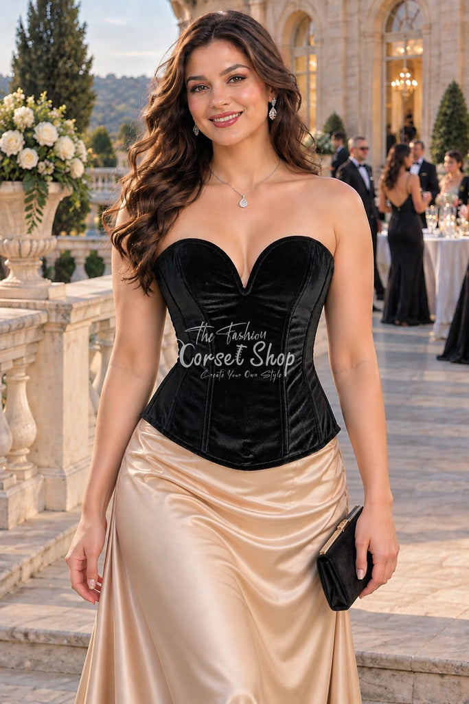 Snizder Black Velvet Overbust Corset