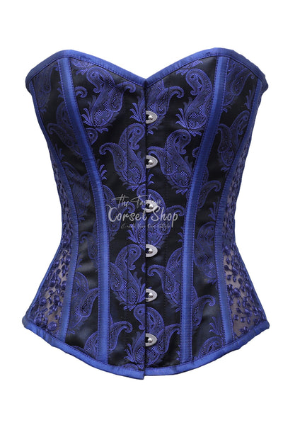 Dudek Blue Black Brocade Embroidery Net Corset