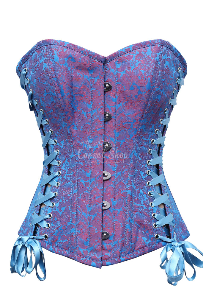 Delish Turquoise Brocade Steampunk Overbust Corset