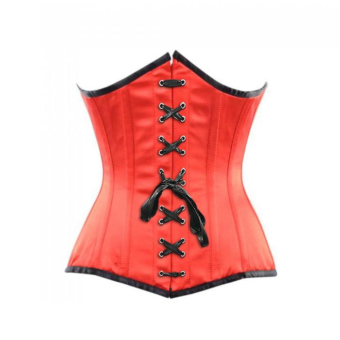 Terry Underbust Corset Red Satin Underbust Corset Dress- Red