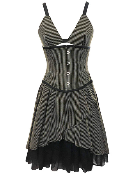 O'Bryan Black Stripe Taffeta Steel Boned Underbust Corset