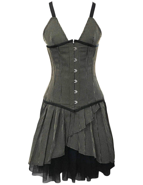 Frankie Black Stripe Taffeta Underbust Corset