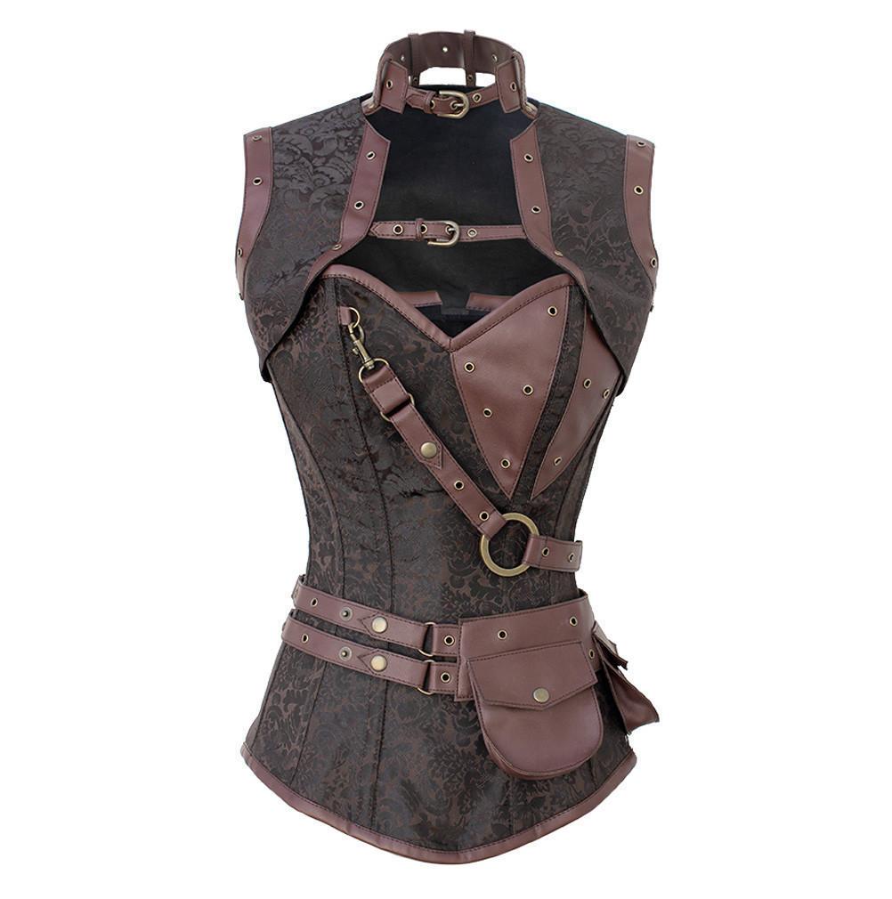 Aleyza Steampunk Corset- Gothic Brown Corset Dress- Best Corset to Lose  Weight – Corsets Queen UK