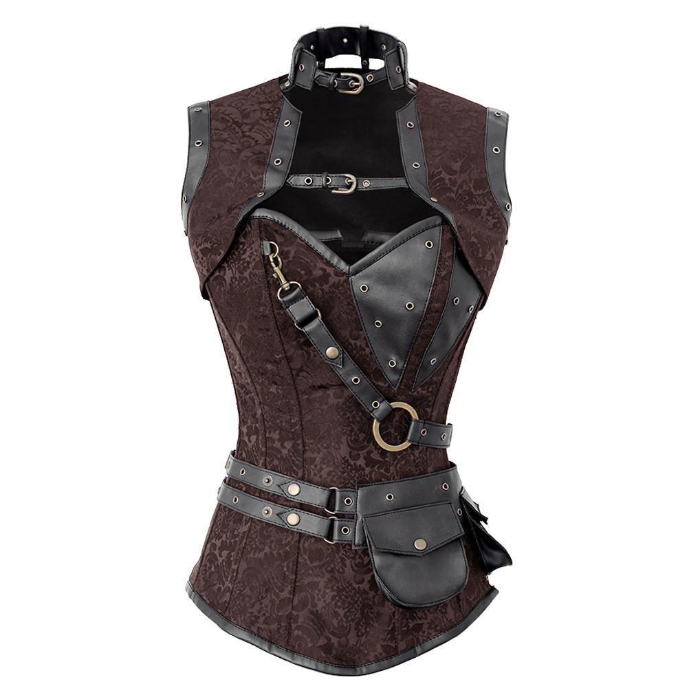 Alianna Steampunk Corset- Dark Brown Corset Dress- Woman in Corsets Corsets Queen UK Alianna Steampunk Corset- Dark Brown Corset Dress- Woman in Corsets Corsets Queen UK