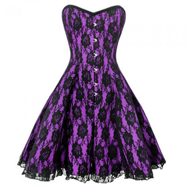 Niya Gothic Net Overlay Corset Dress