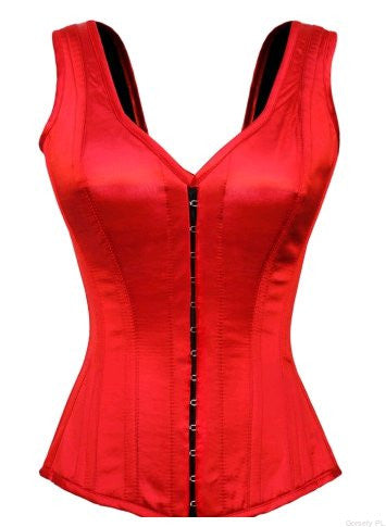 Ryker Satin Shoulder Straps Overbust Steel Boned Corset - Corsets Queen US-CA