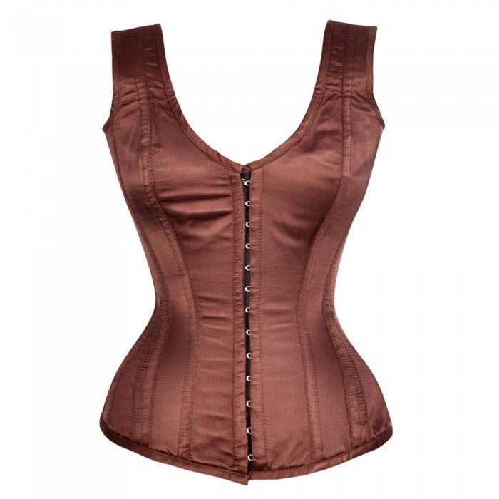 Oscar  Satin Shoulder Straps Overbust Steel Boned Corset - Corsets Queen US-CA