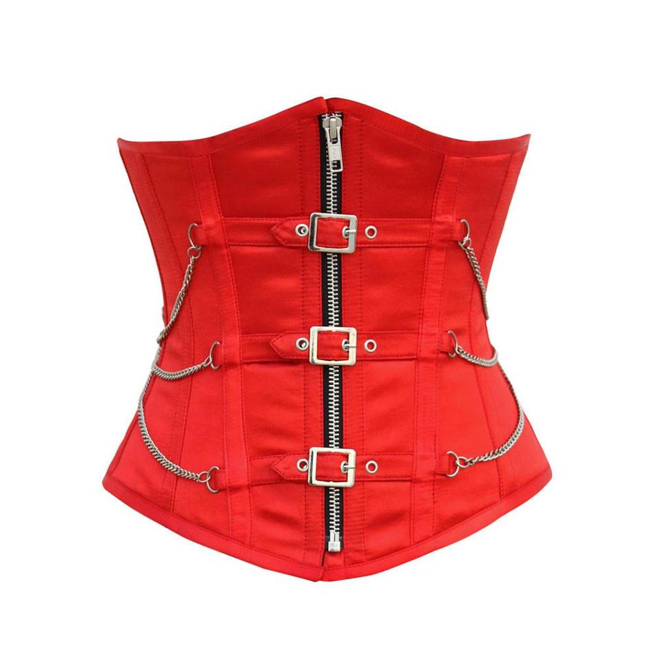 Nainsi Red Underbust Corset with Buckles