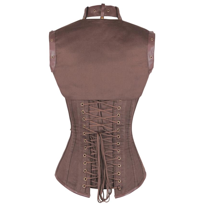 Albiol Steel Bone Brown Sheep Nappa Leather Corset