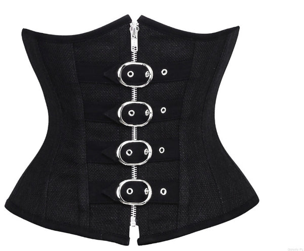 Angelena Gothic Black Jute Underbust Corset