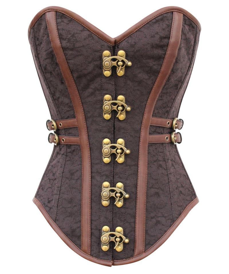 Dine Instant Shape Steampunk Brocade Corset with Side Buckles