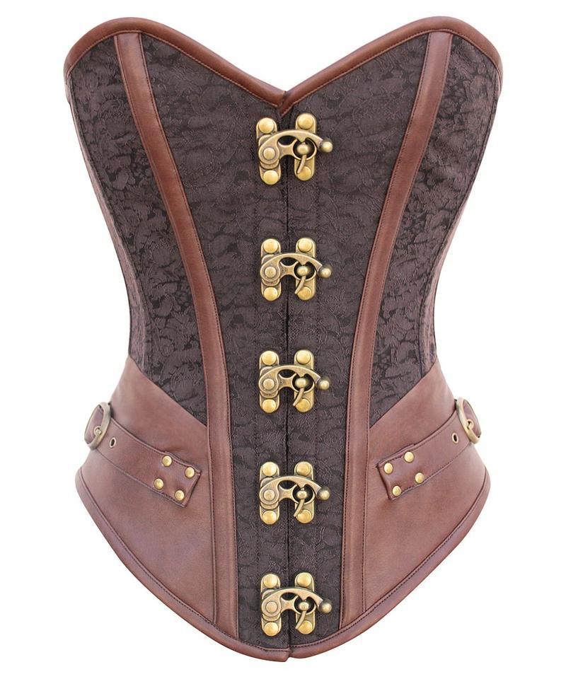 Swan Instant Shape Steampunk Overbust Corset with Curved Hem