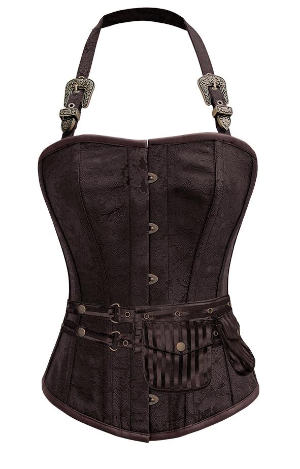 Mulligan Brown Corset with Strap and Pouch
