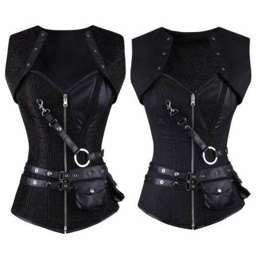 Ngidi Gothic Overbust Reversible Corset - Corsets Queen US-CA