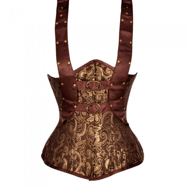 Andriani Brown And Gold Brocade Underbust With Shoulder Strap