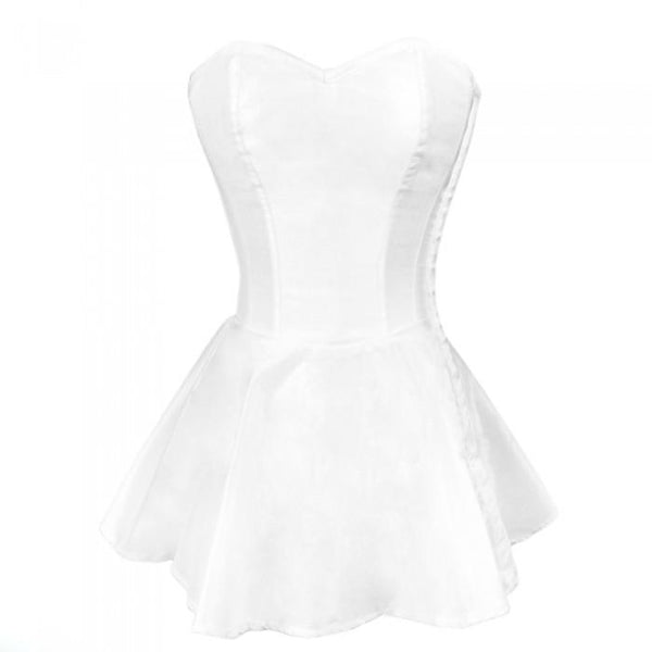 Sandro White Satin Peplum Corset Dress