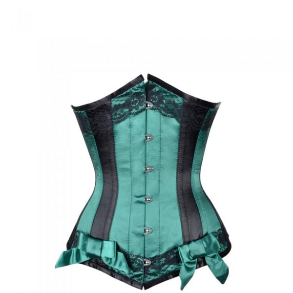 Lou Green Satin Underbust With Black Panels