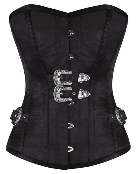 Sahasra Overbust Corset black with buckles - Corsets Queen US-CA