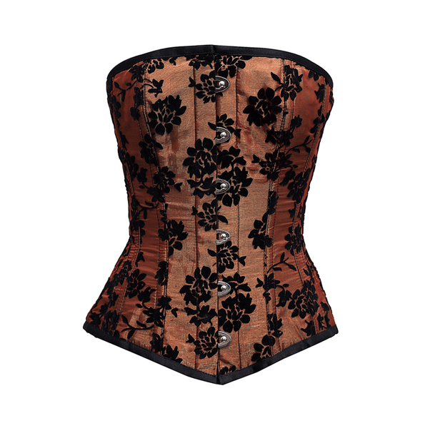 Tamika Burgundy Overbust Corset With Tissue Flocking