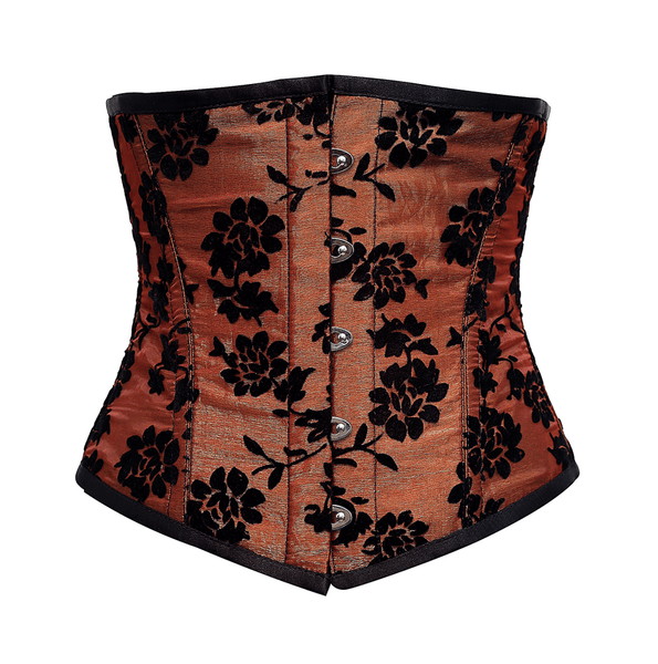 Raso Burgundy Underbust Corset In Tissue Flocking