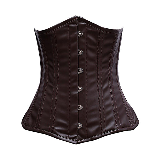 Katharina Steel Boned Brown Sheep Nappa Leather Corset