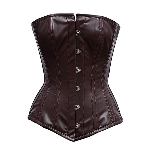 Zimmi Steel Boned Brown Faux Leather Corset