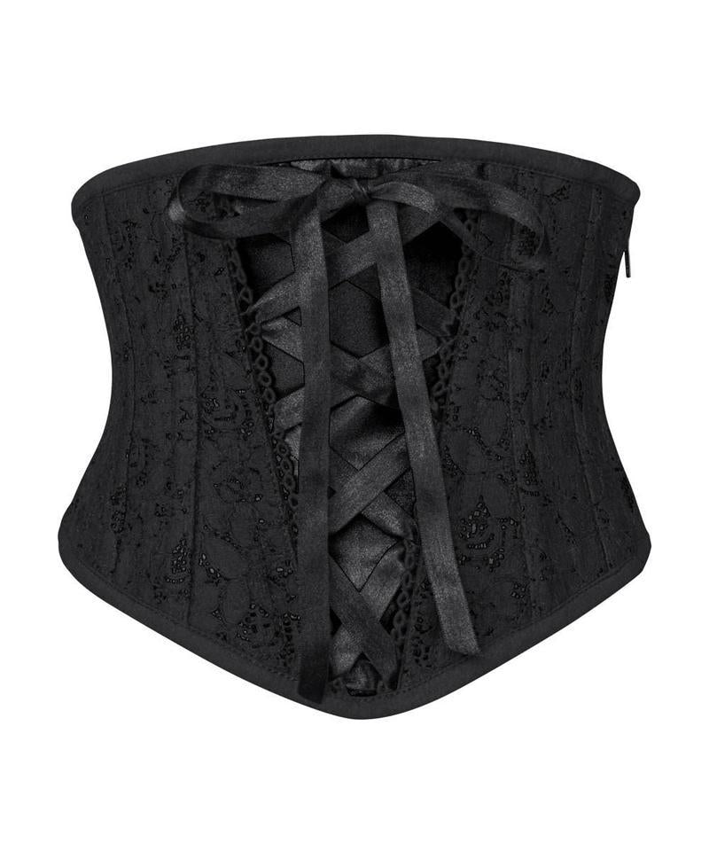 Elecia Underbust Black Corset with Lace Overlay