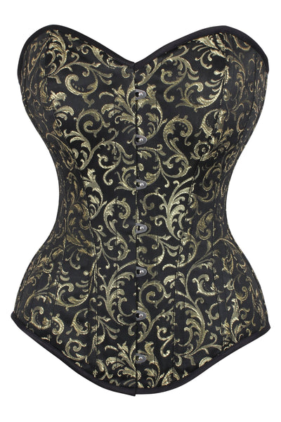 Burrell Gold Black Overbust Corset With Hip Gores