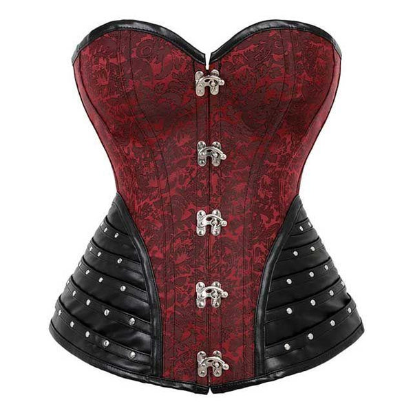 Brakni Leather Trim Steel Boned Brocade Steampunk Corset