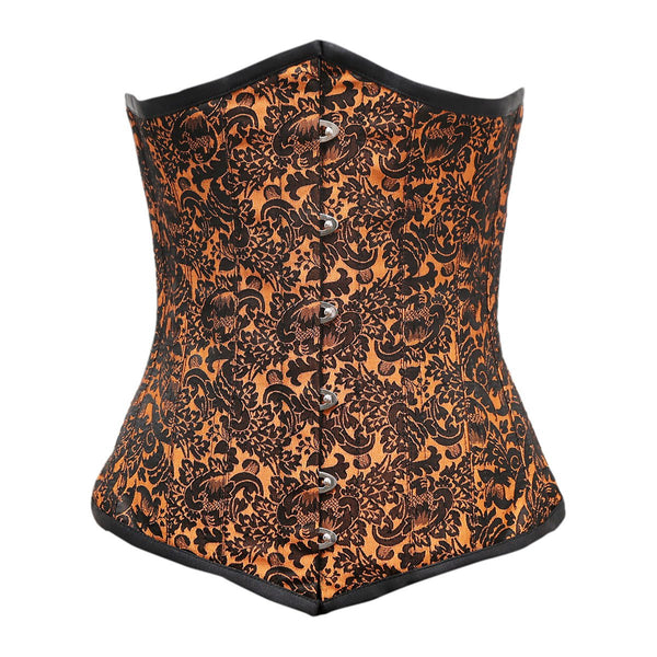 Angly Orange Black Brocade Underbust Corset