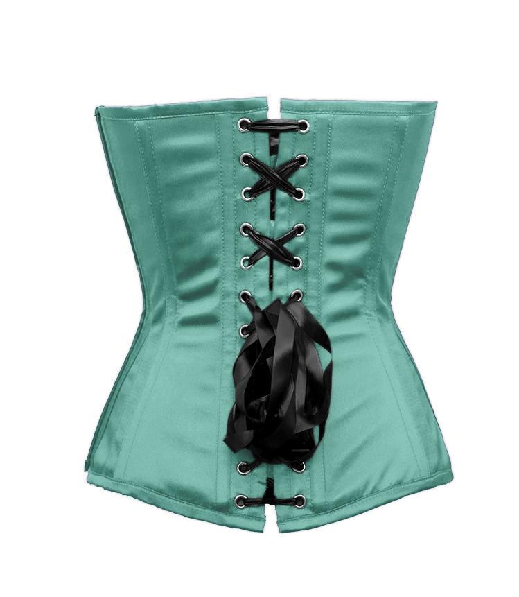 Cornelius Sea Green Satin/Taffeta Embroidered Overbust Corset