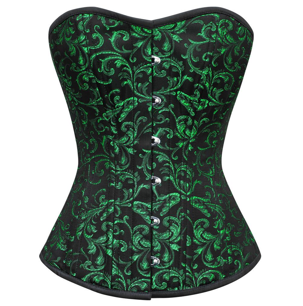 Glen Waist Training Corset- Dark Green Corset Dress With Antiquee YKK Zipper Corsets Queen UK Glen Waist Training Corset- Dark Green Corset Dress With Antiquee YKK Zipper Corsets Queen UK