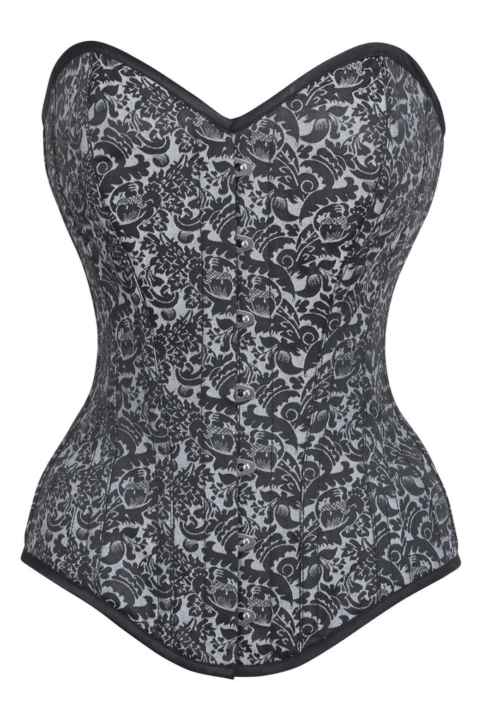 Clouden Silver Black Overbust Corset With Hip Gores