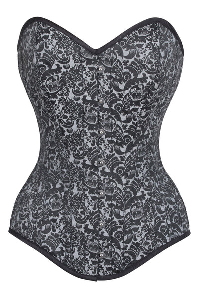 Clouden Silver Black Overbust Corset With Hip Gores