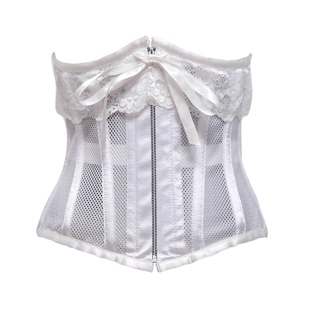 Bilst White Mesh & White Satin Lace Underbust Corset – Corsets Queen UK